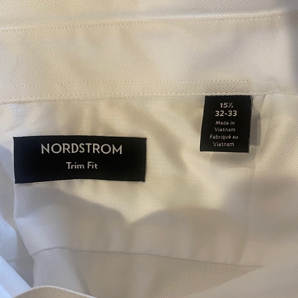 Nordstrom White Dress Shirt for Men Trim Fit 15 1/2 32/33 - Picture 7 of 8